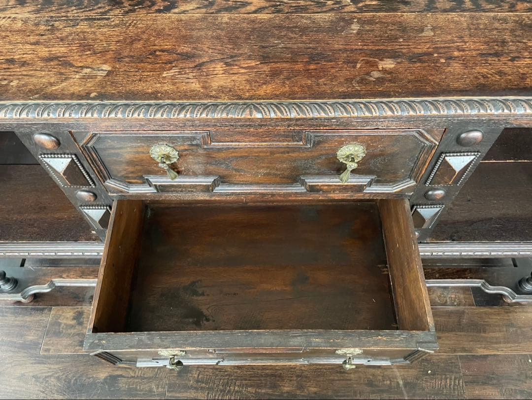 イギリス製 アンティーク キャビネット ヴィンテージ 棚 什器 引き出し 鍵付き