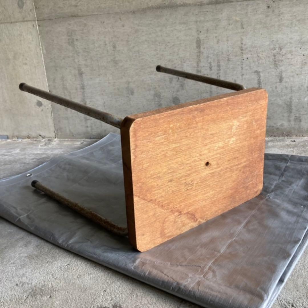 古いスツール チェア 椅子 サイドテーブル 置物台 木製 鉄製 アイアン レトロ