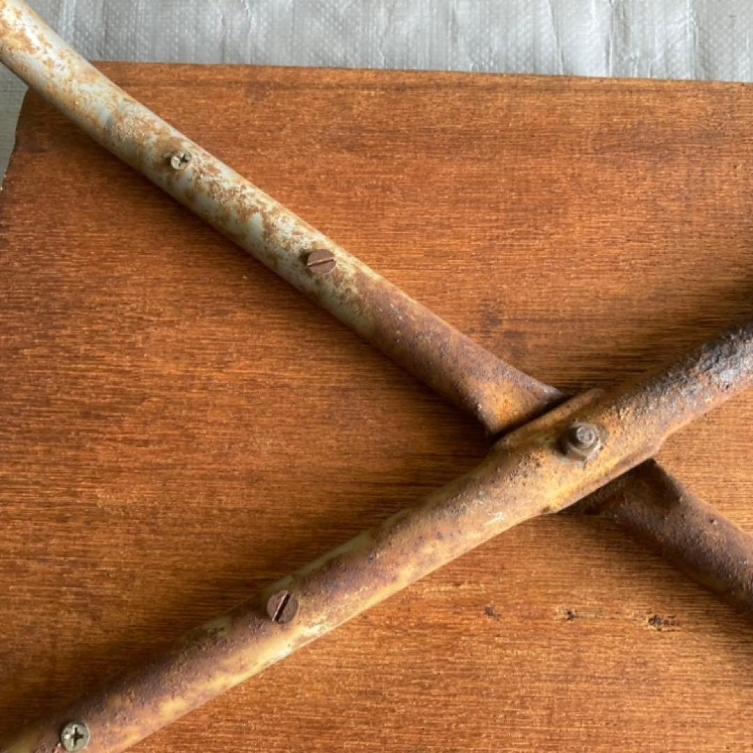 古いスツール チェア 椅子 サイドテーブル 置物台 木製 鉄製 アイアン レトロ