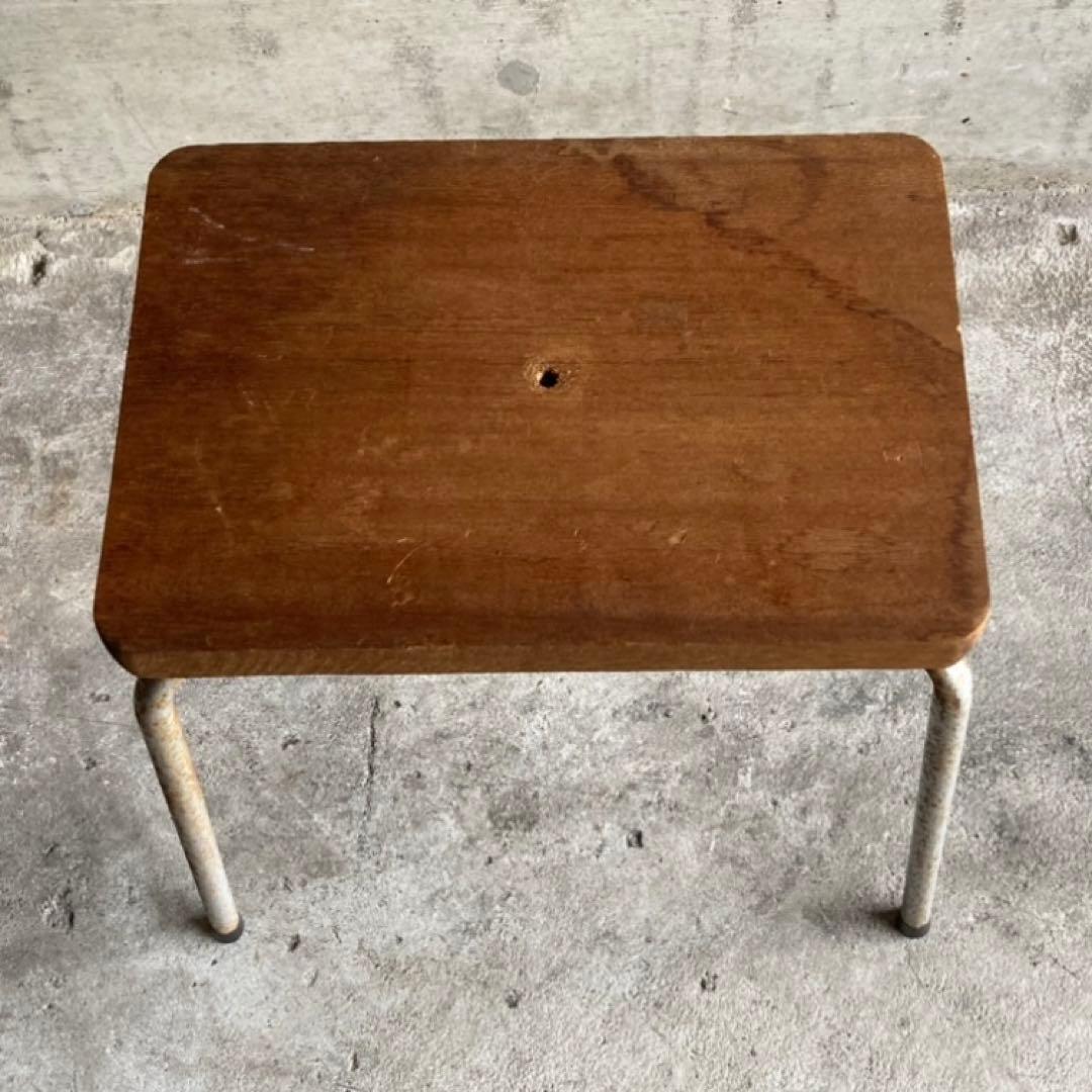 古いスツール チェア 椅子 サイドテーブル 置物台 木製 鉄製 アイアン レトロ