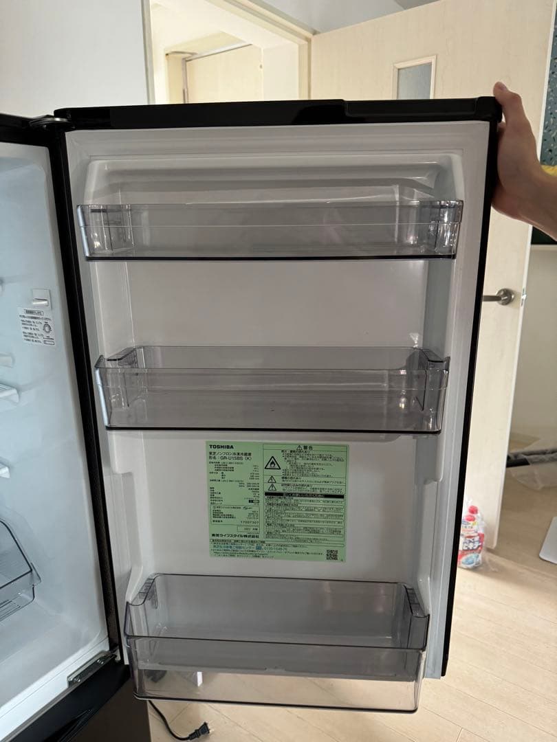 東芝 冷凍冷蔵庫 153L GR-U15BS（K）ブラック 右開きタイプ