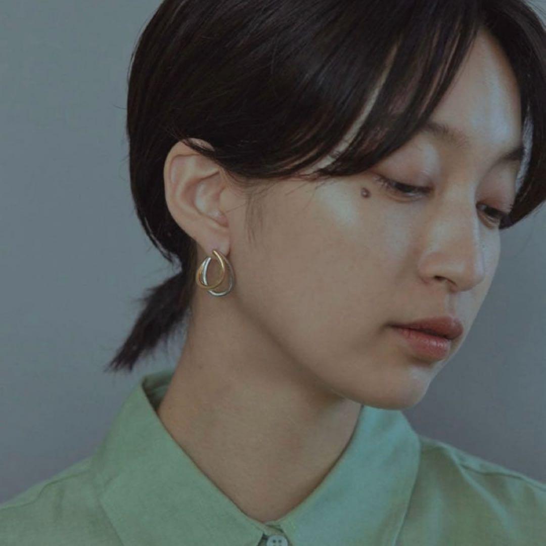 Jouete ジュエッテ　サークルピアス ティアドロップ コンビカラー