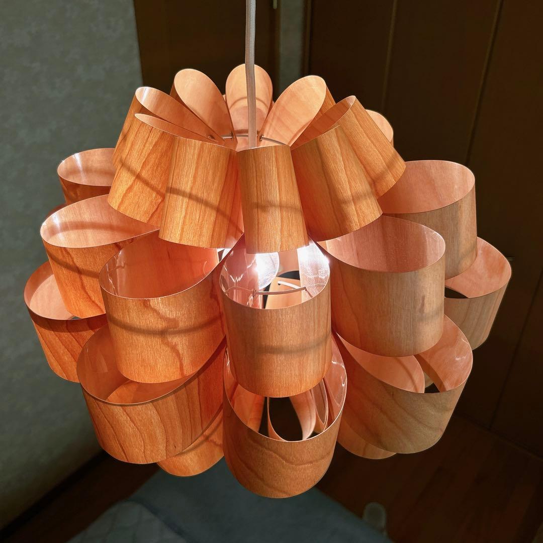 ●美品●照明作家 谷俊幸ペンダントライト Don2-wood 北欧風 モダン木目