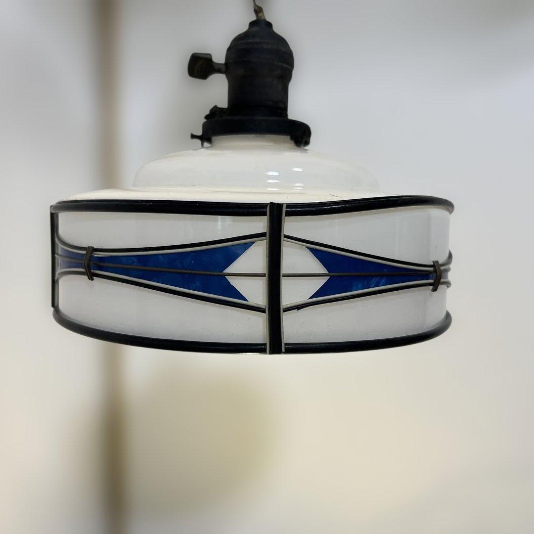 大正ロマン　電笠　乳白ガラス　昭和レトロ　照明　スペースエイジ