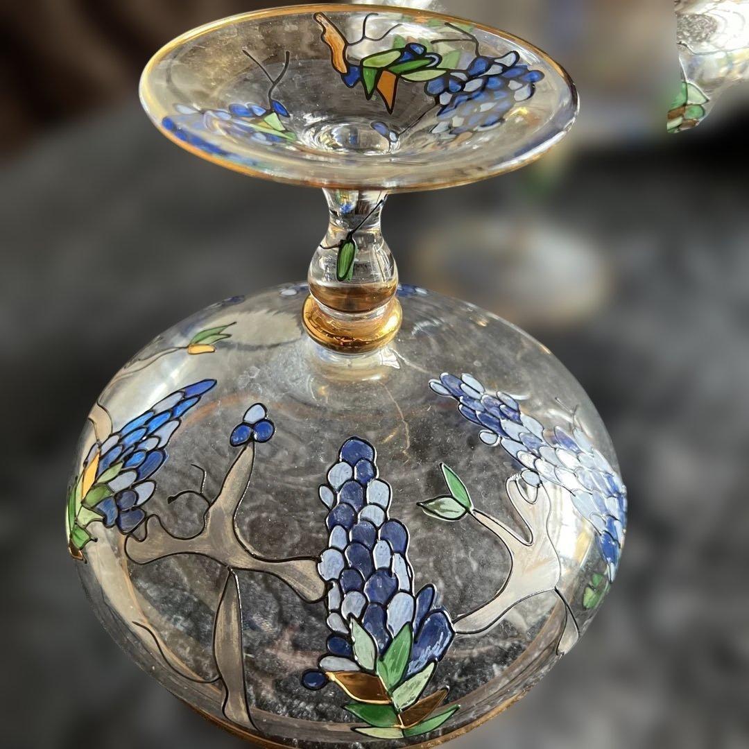 葡萄と葉のデザイン ガラスの器　2個セット