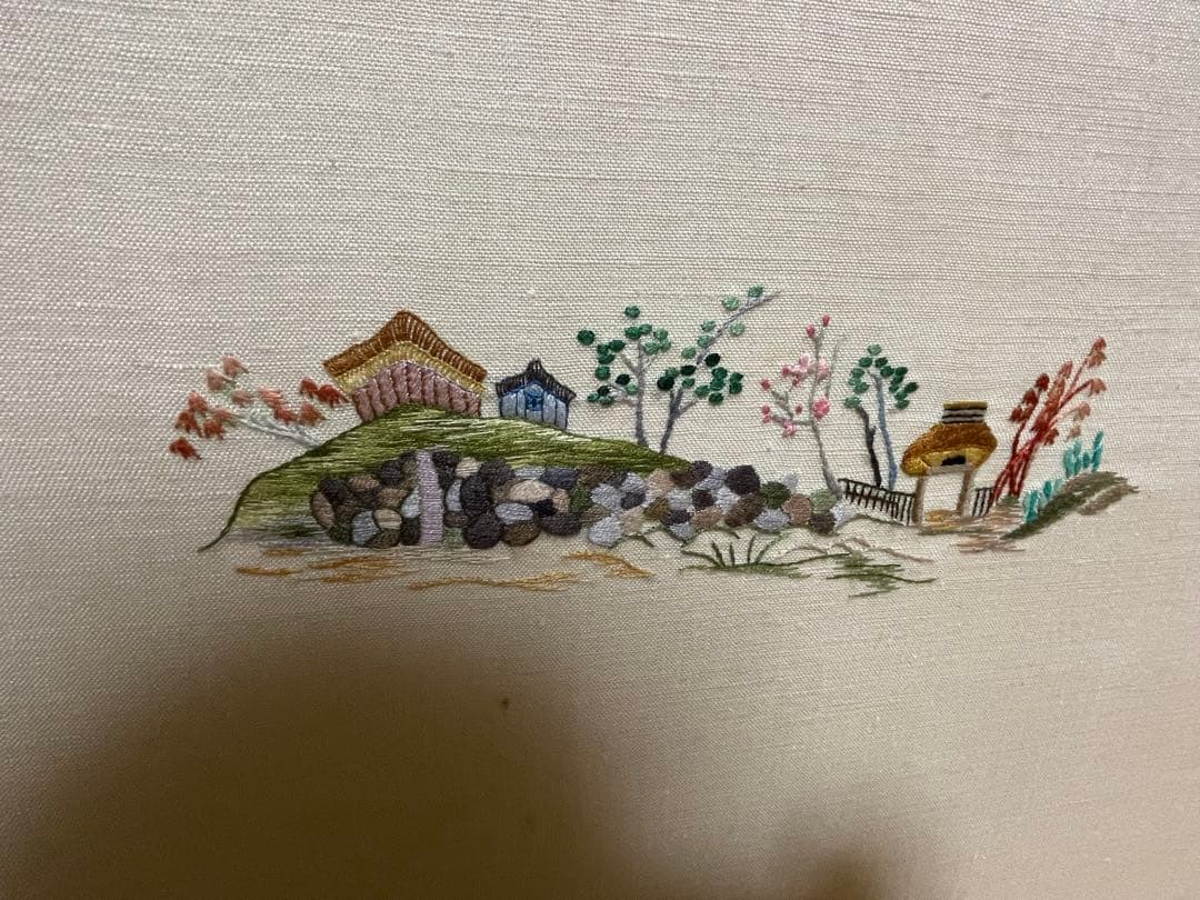 枕屏風　衝立 仕切り 刺繍 アンティーク 骨董