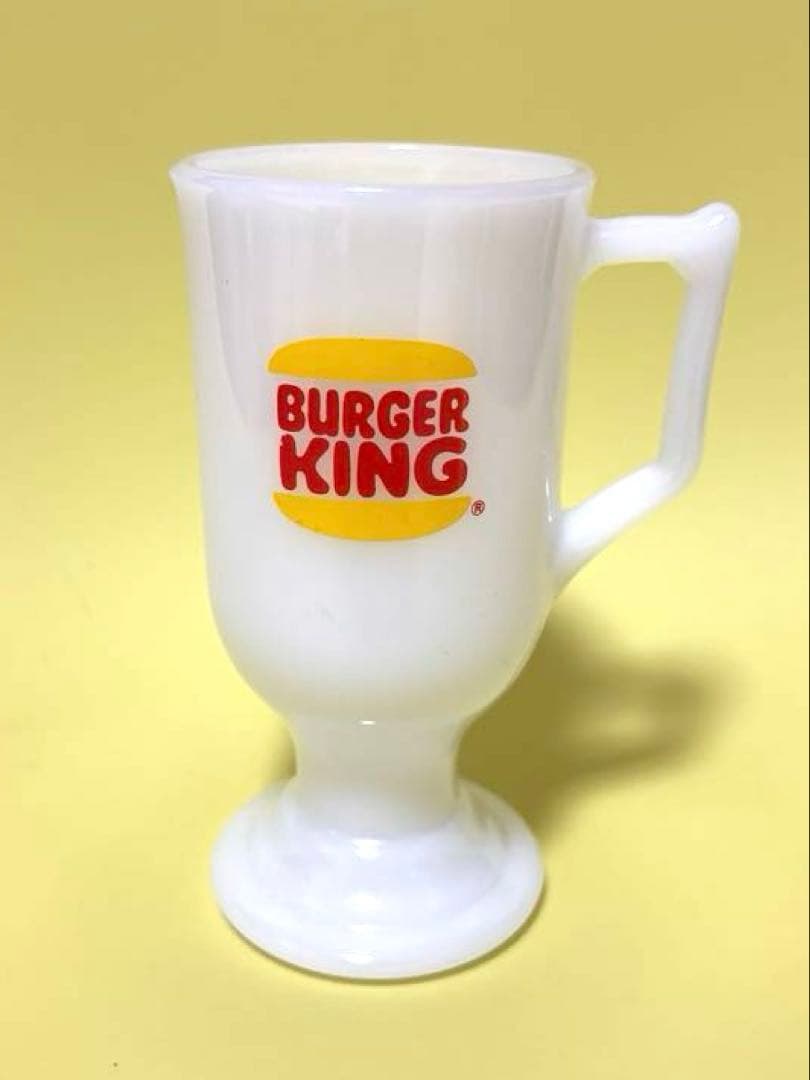 バーガーキング2個セット　ステッカー付き　フェデラル　ミルクガラス　フッテッド