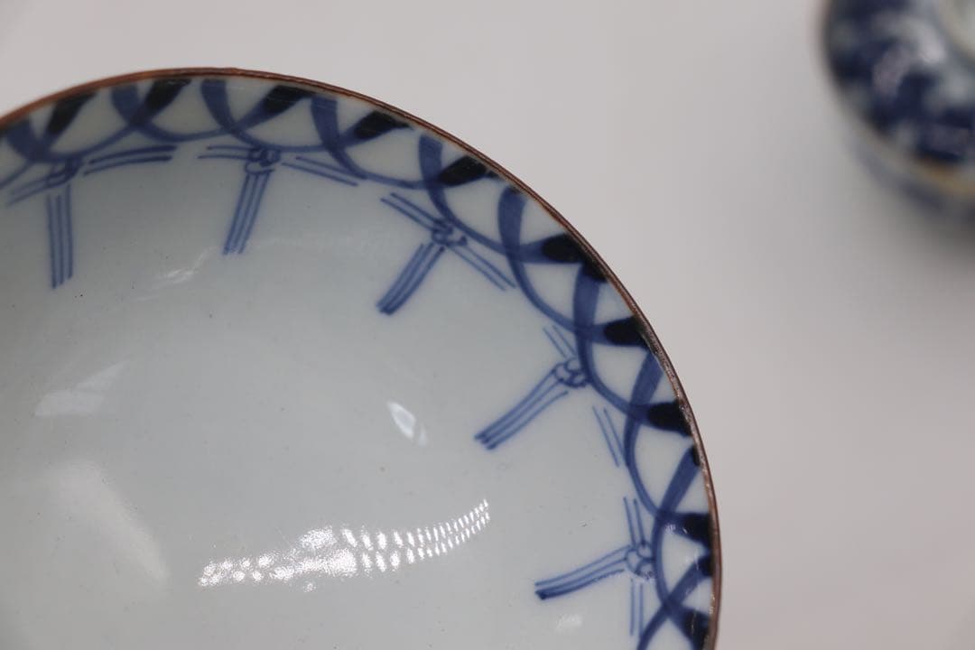 中国　清時代　道光庚子年製　染付蓋茶碗ペア　送料込み0424