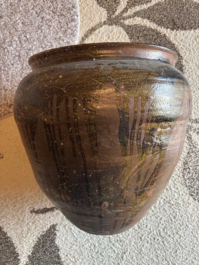 丹波焼　赤土部灰釉甕　大壺 時代物 骨董品アンティーク