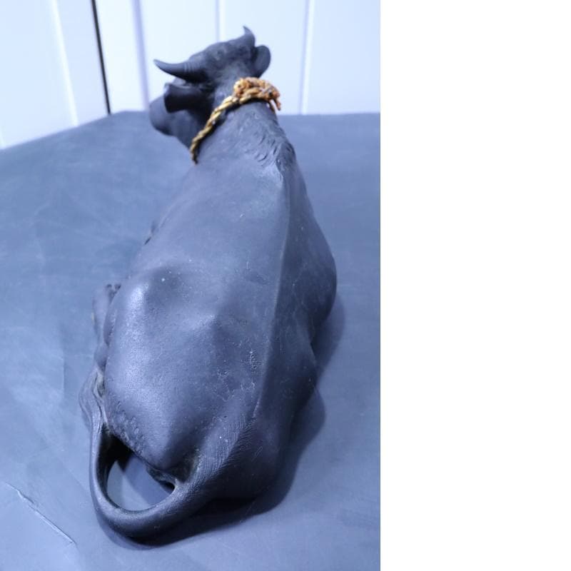 高岡銅器◆鋳銅古銅【夫婦牛】床置き　全幅33㎝/28㎝　重さ4.2キロ/2キロ