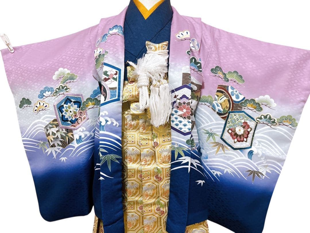 豪華刺繍入り花うさぎブランド♡七五三　5歳　男の子　紫　パープル　ゴールド