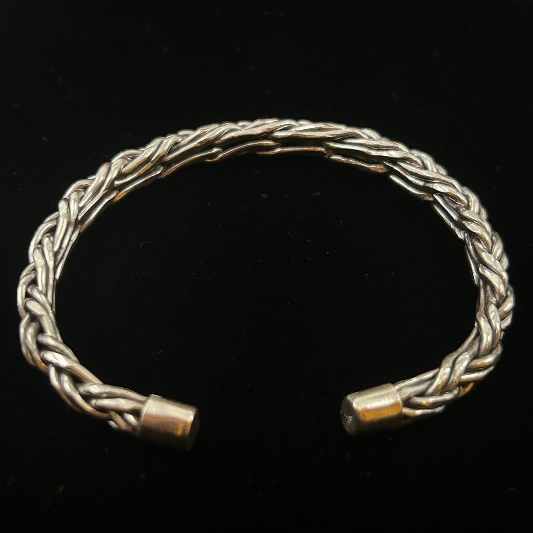 シルバー925 Silver デザインヘビーバングル/軽研磨仕上げ/ブレスレット