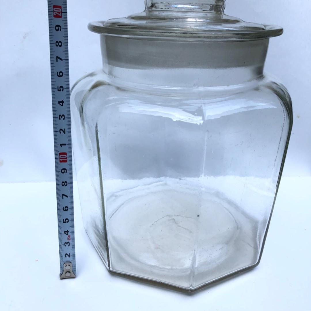 アンティーク　八角形ガラス保存容器　７０年以上前の物