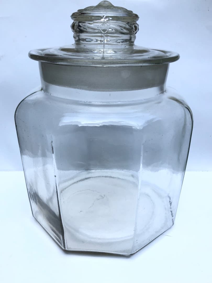 アンティーク　八角形ガラス保存容器　７０年以上前の物