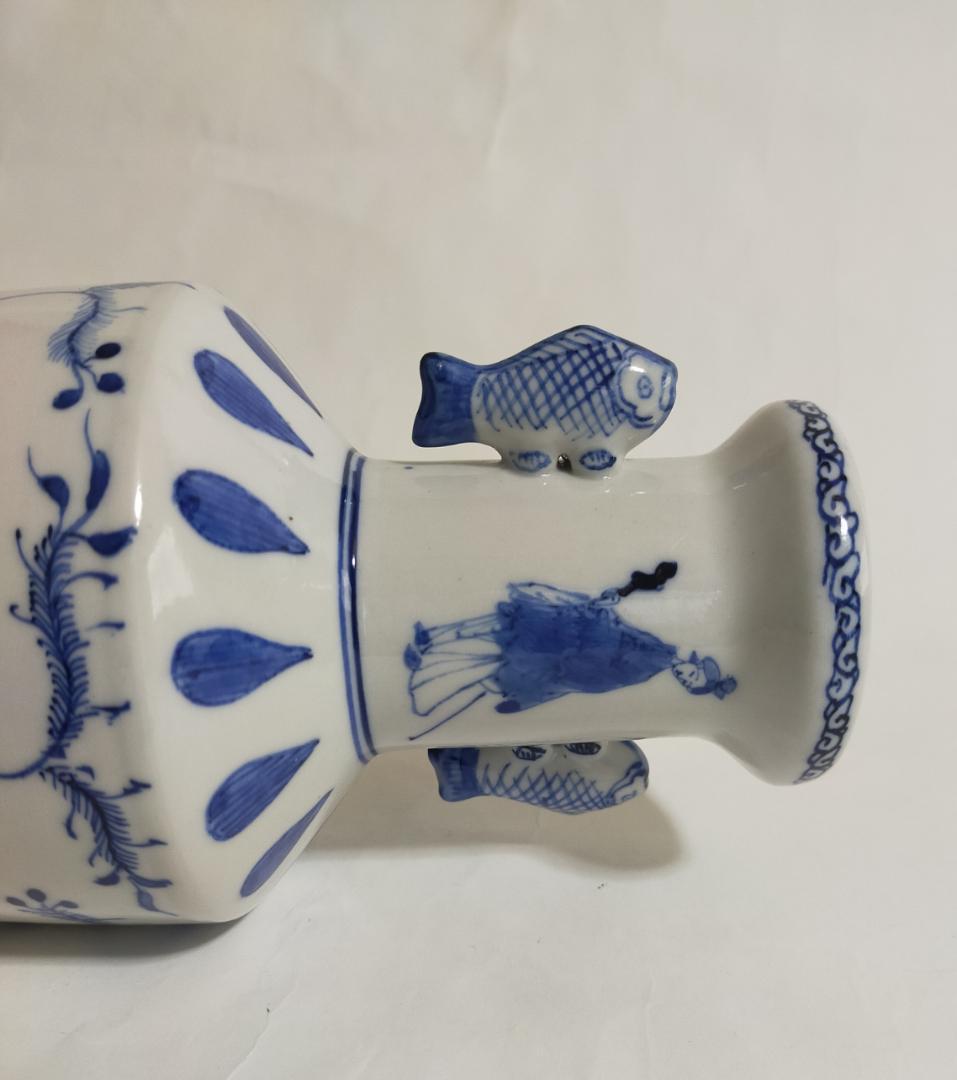 九谷焼双魚耳高砂華入陶源製