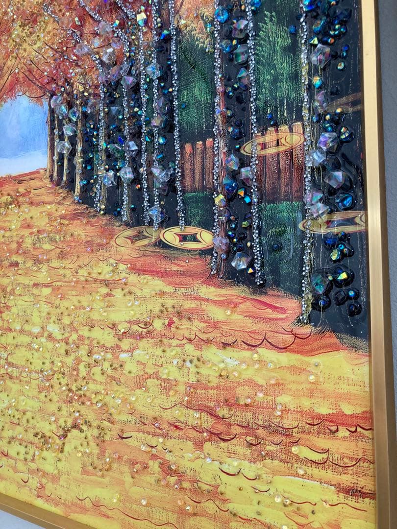 秋の風景 水晶アートパネル 絵画