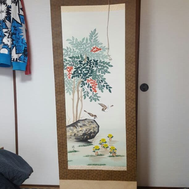 掛け軸　南天福寿