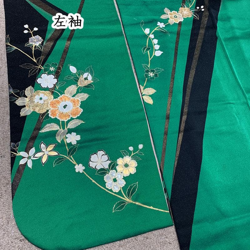 509z43.509y16.小物.半衿☆振袖 金通し 小柄な方にも モダン☆美品