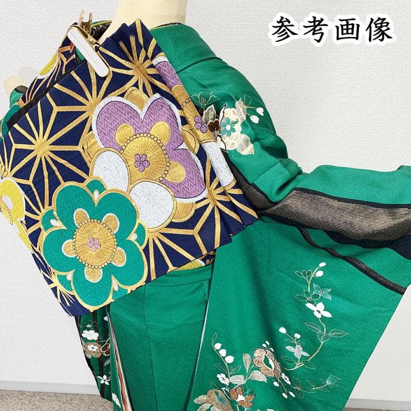 509z43.509y16.小物.半衿☆振袖 金通し 小柄な方にも モダン☆美品