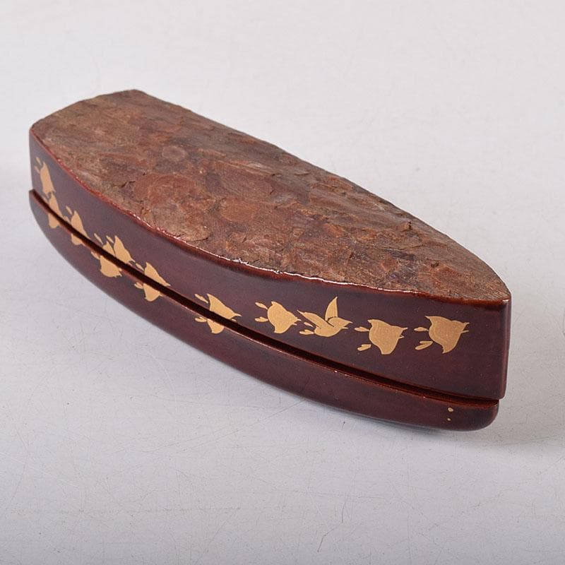 茶道具　塗師　前端春斎　千鳥蒔絵　舟香合　共箱　V　8008