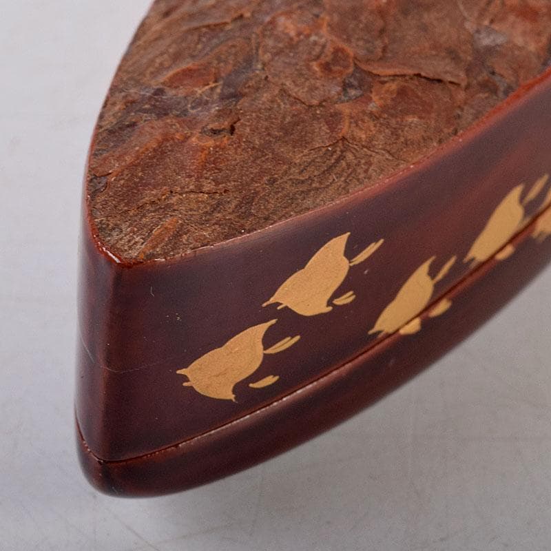 茶道具　塗師　前端春斎　千鳥蒔絵　舟香合　共箱　V　8008