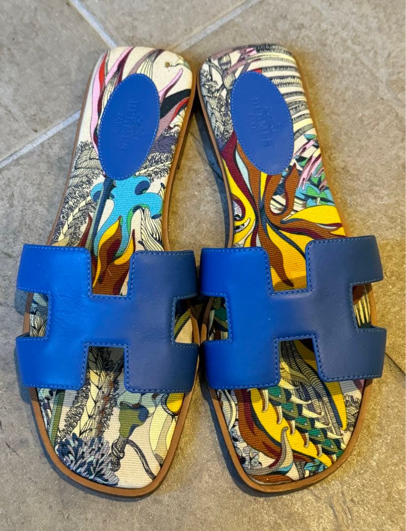 ⭐︎限定色⭐︎ 希少⭐︎HERMESエルメス サンダル オラン 36.5人気スカーフ柄