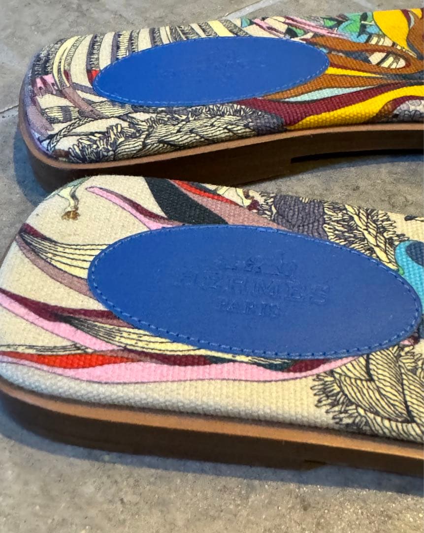 ⭐︎限定色⭐︎ 希少⭐︎HERMESエルメス サンダル オラン 36.5人気スカーフ柄