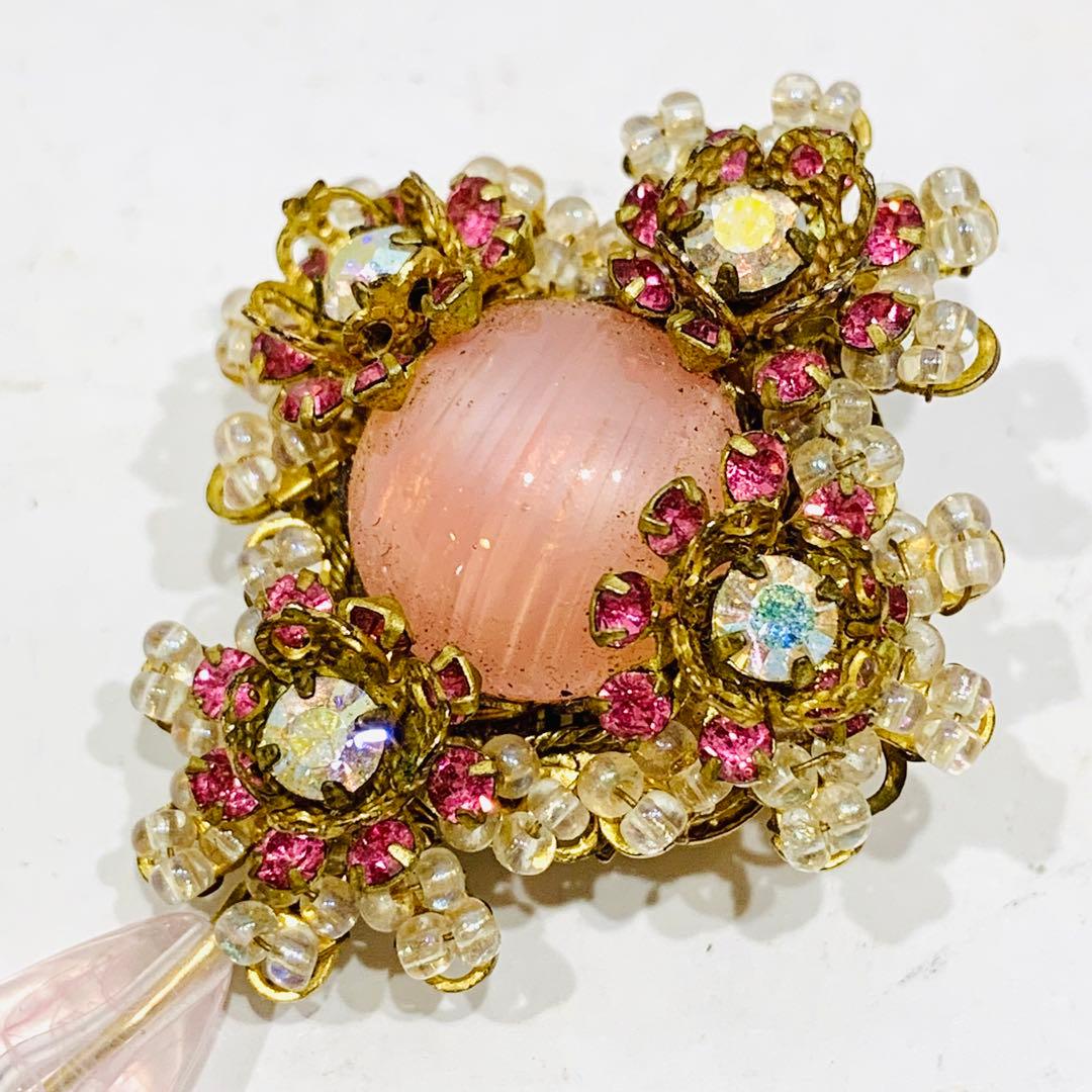 スタンレーハグラー ブローチ コサージュ ビジュー ピンク0112-S5163h