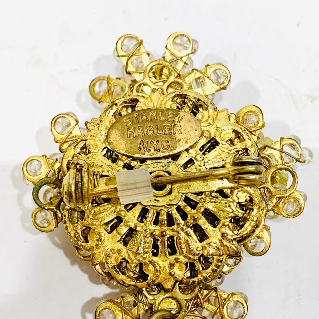 スタンレーハグラー ブローチ コサージュ ビジュー ピンク0112-S5163h