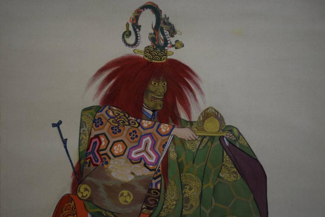 真作/内山秀圃/能楽羽衣竹生島図/双幅/杉共箱付/布袋屋掛軸HE-500