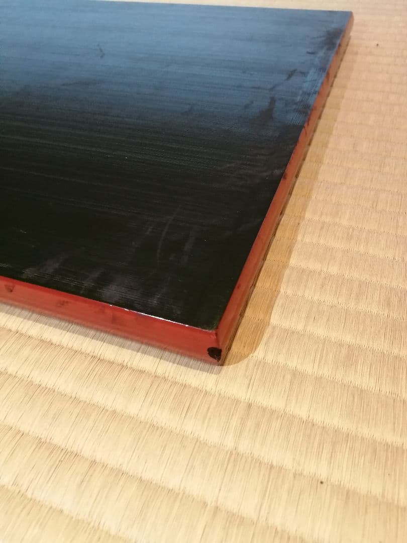 【茶道具】表阿弥造　了々斎宗匠好み　青漆爪紅長板　長板83