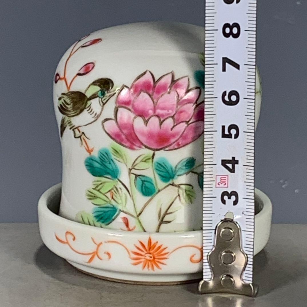 パステル花卉花鳥蓋猪口サイコロ猪口  景徳鎮 陶磁器 装飾品 現代工芸品 置物