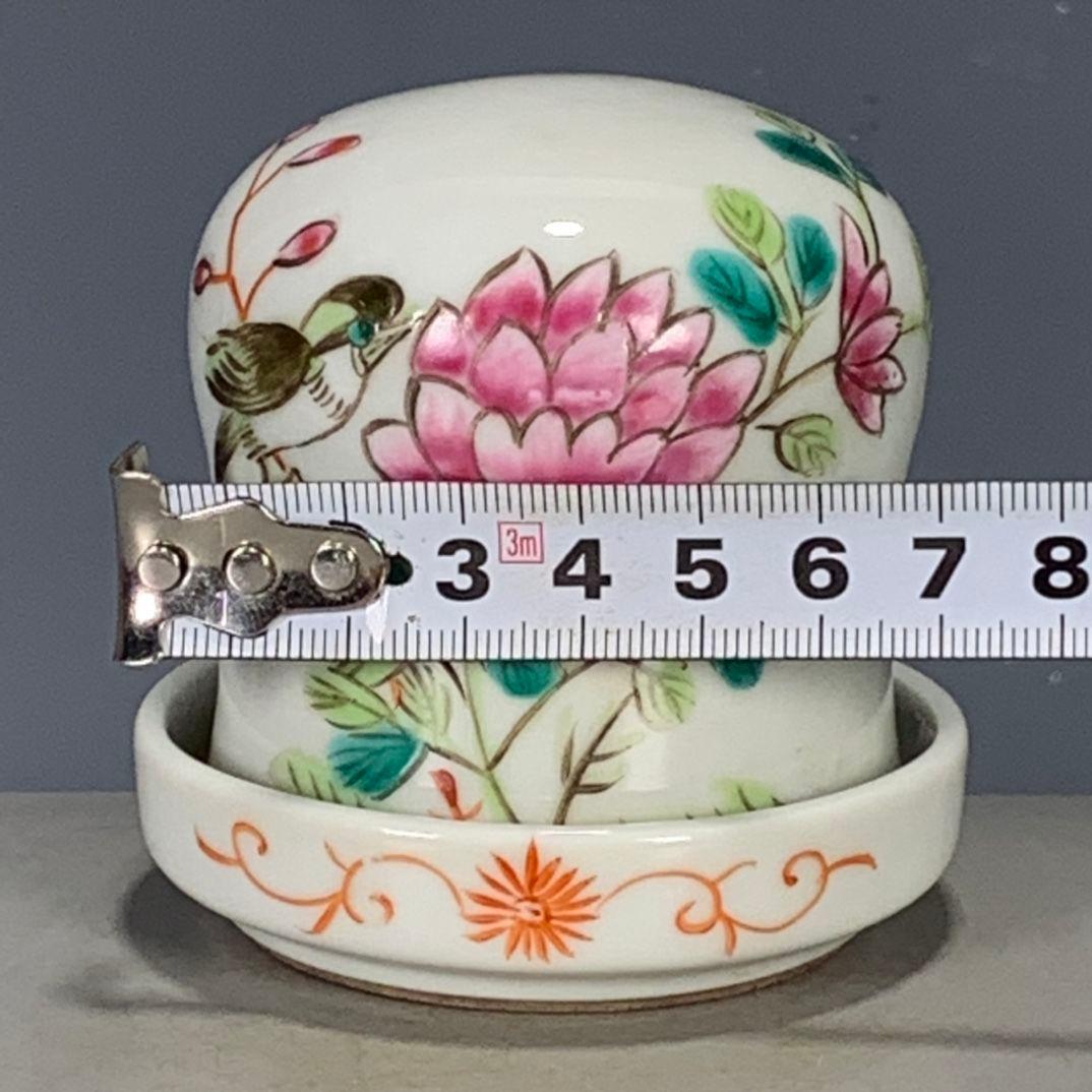 パステル花卉花鳥蓋猪口サイコロ猪口  景徳鎮 陶磁器 装飾品 現代工芸品 置物