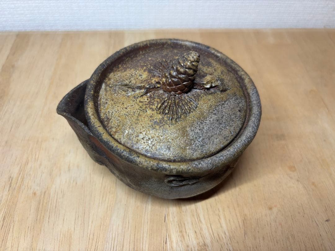 ㊾備前焼 宝瓶 登り窯 松 まつ マツ 手びねり 急須