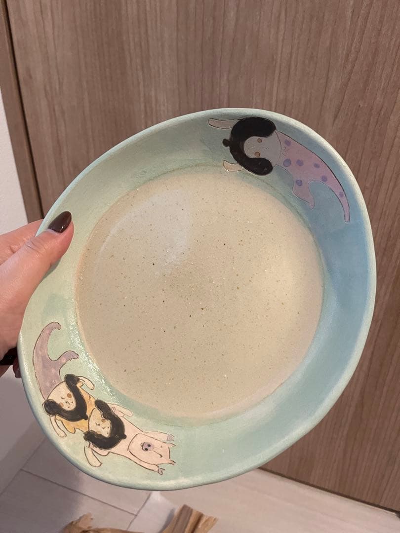 沖縄作家 山城真理 手描き人物絵 オーバル皿 大きめ 新品