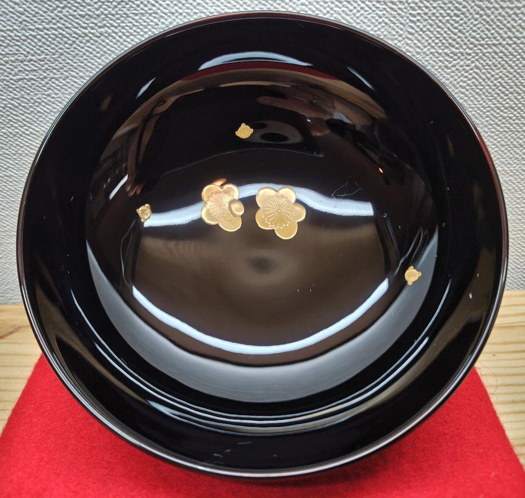送料込【逢絢亭】茶道具 懐石道具 時代椀 輪島塗 梅蒔絵 溜塗 木製 ５客 共箱