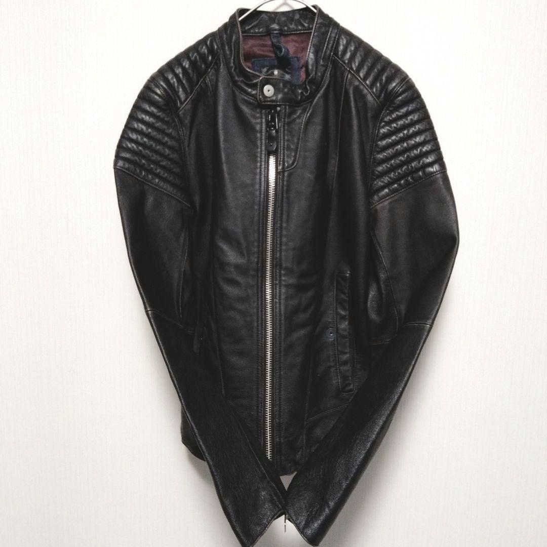 ジースターロウ　ライダースジャケット　シングル　レザー　豚革　本革　S