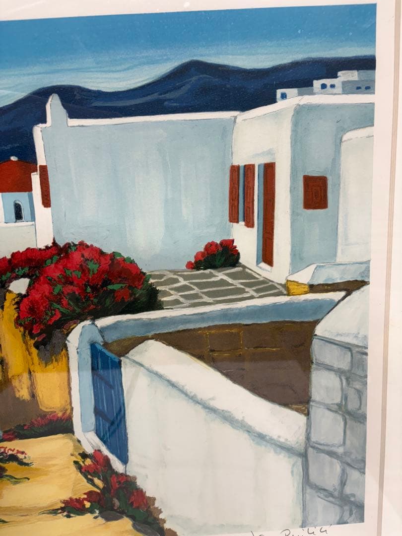 サントリーニ島風景 ジャン・クロード・キリチ リトグラフ 絵画　直筆サイン 限定