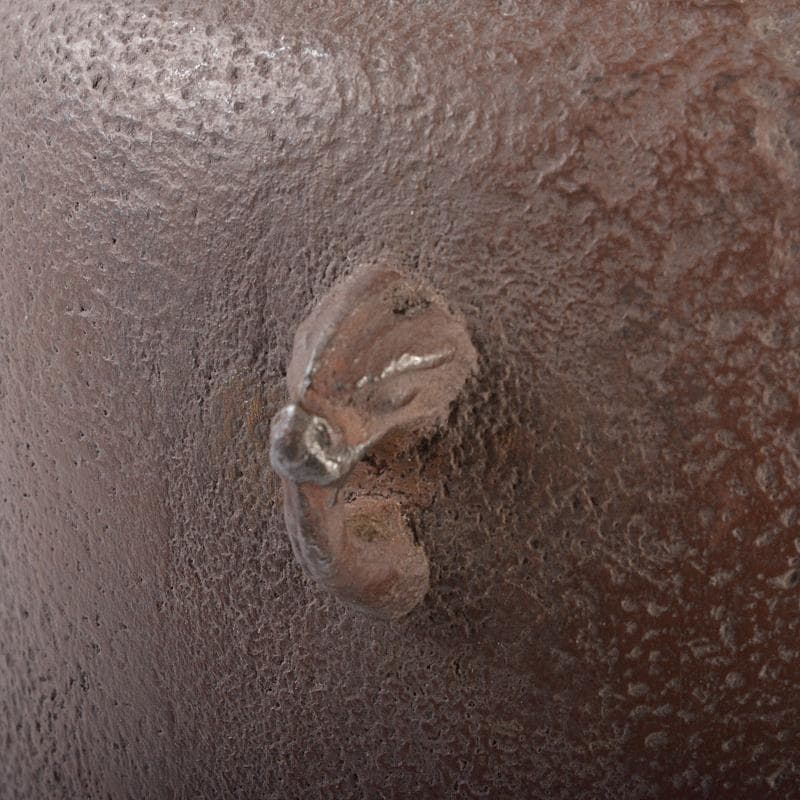 茶道具　釜師　畠春斎作　累座繰口棗形釜　共箱　M　R6577B