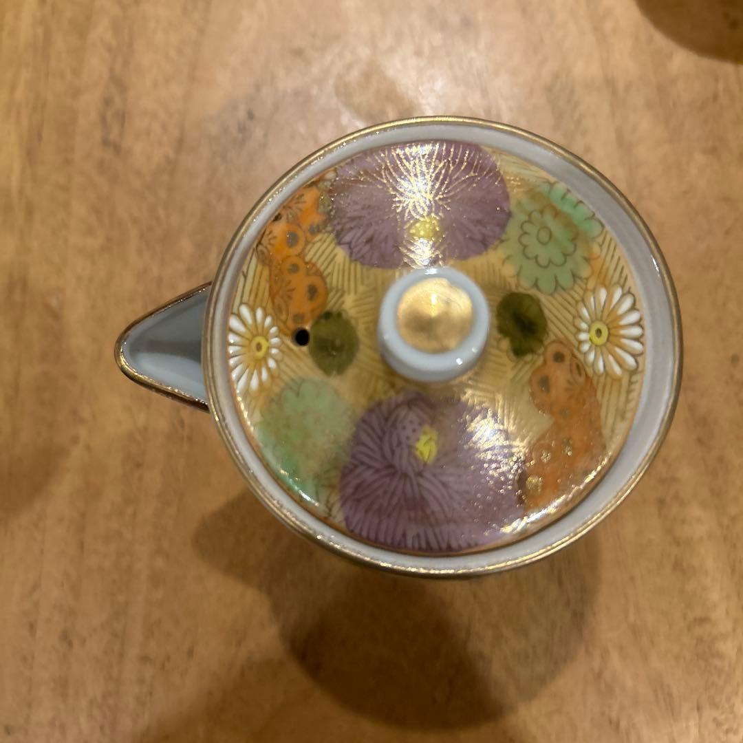 九谷焼　茶道具 小茶器（宝瓶）　手描き　豪華金花詰　急須　湯呑み揃え