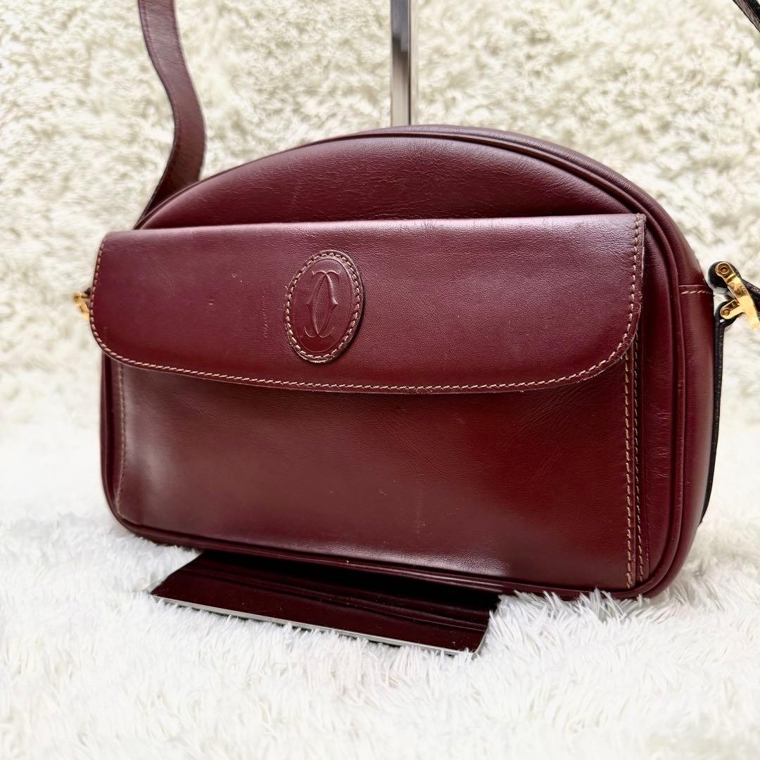 Cartierカルティエ マストライン ショルダーバッグ ボルドー レザー