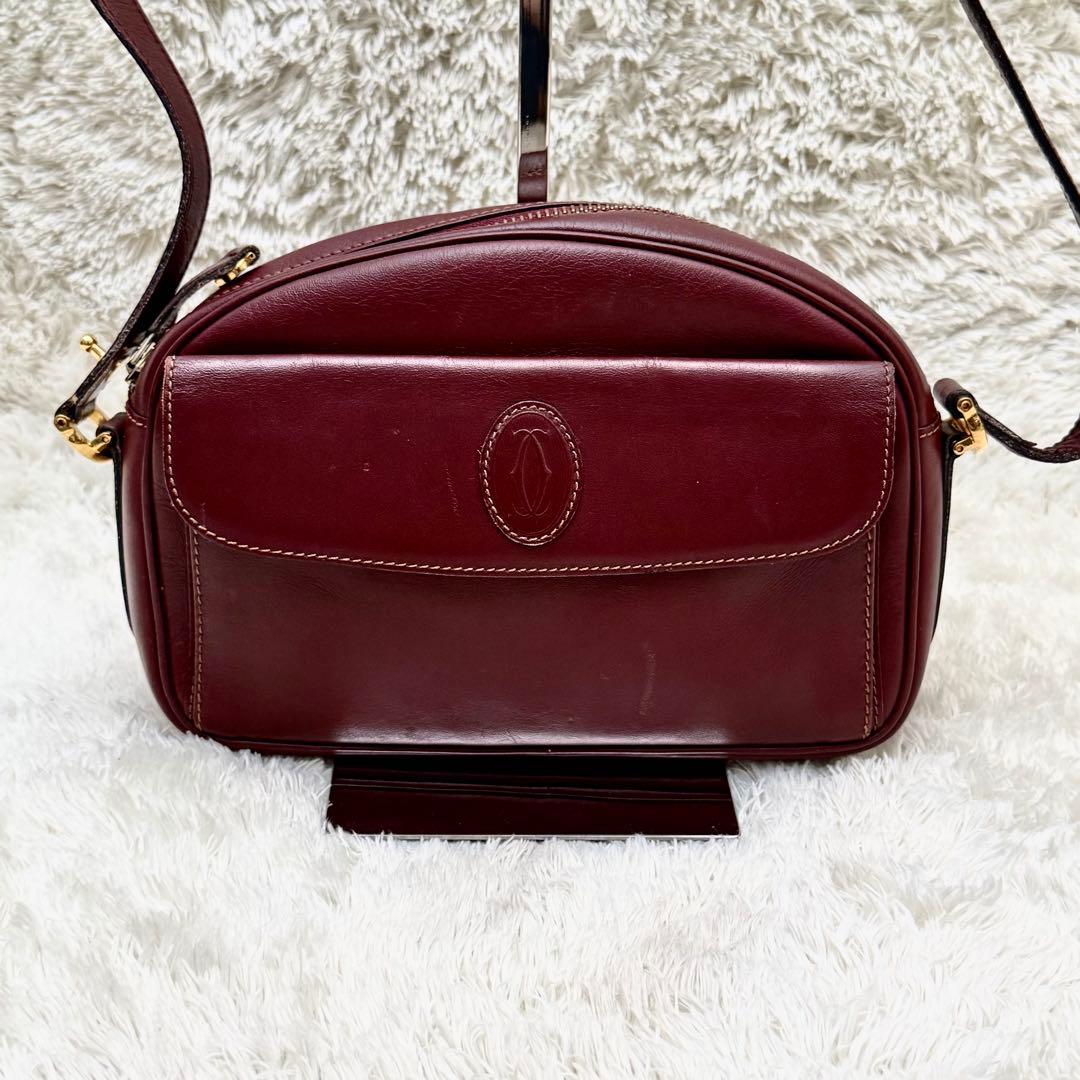 Cartierカルティエ マストライン ショルダーバッグ ボルドー レザー