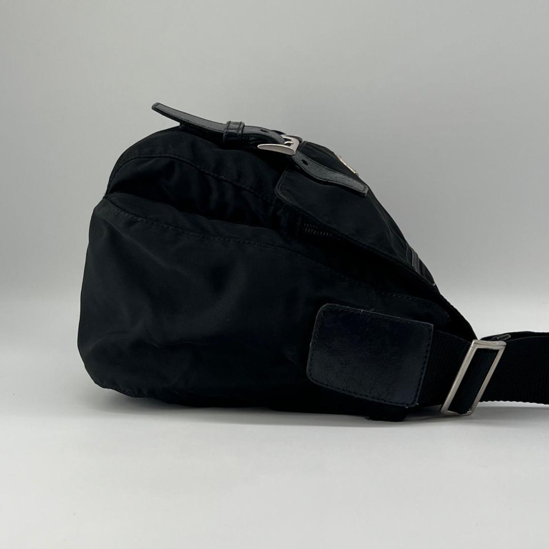 12460✨プラダ ショルダーバッグ ナイロン ダブルベルト 三角ロゴ 黒