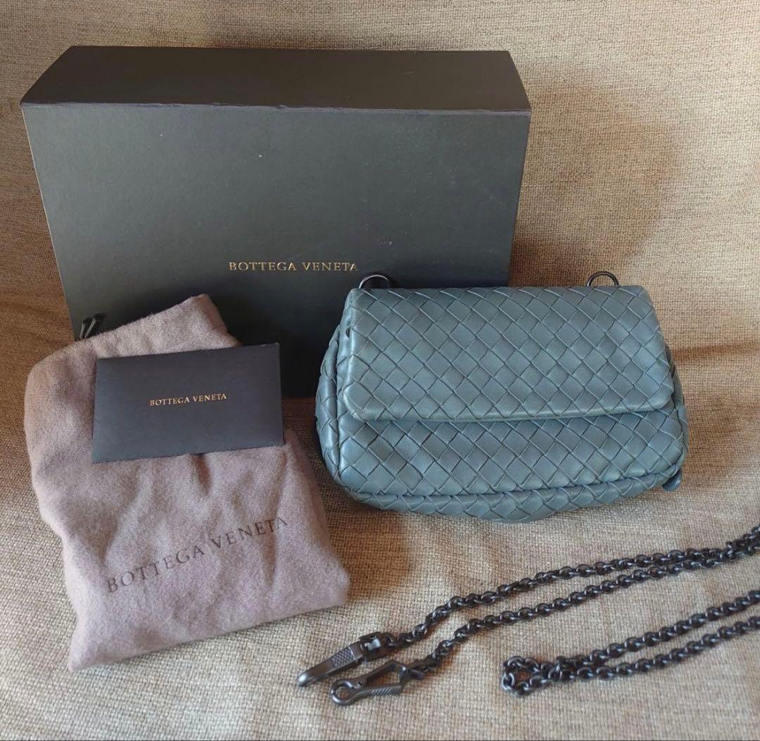 Bottega Veneta イントレチャート チェーン バッグ グレー