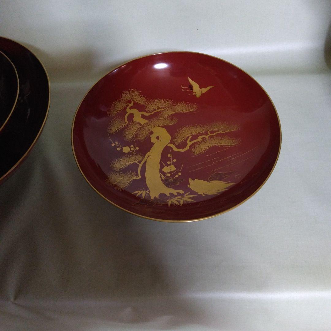 木製九つ重ね杯　本金蒔絵付