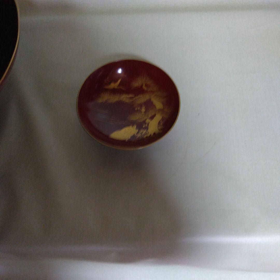 木製九つ重ね杯　本金蒔絵付