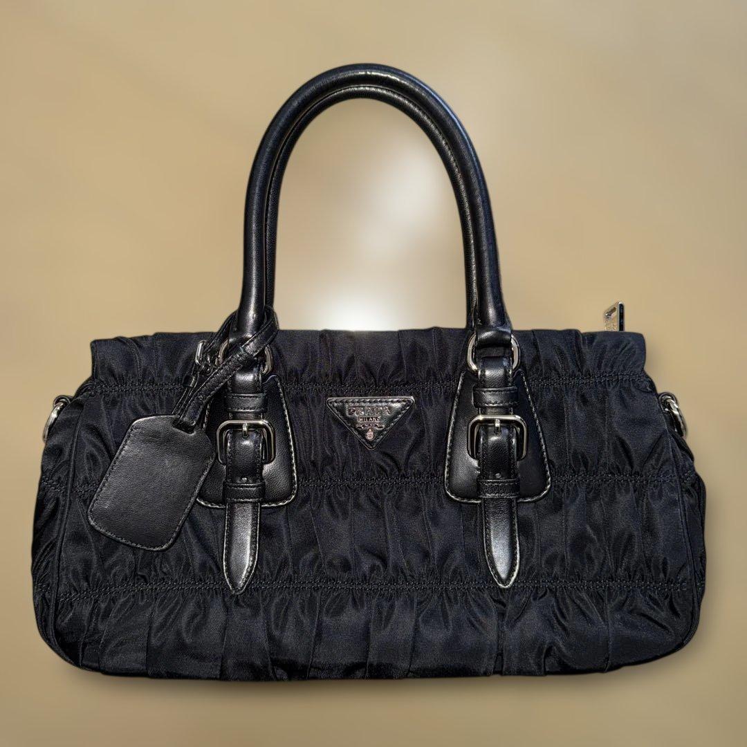 PRADA 2WAYナイロンバッグ 黒 ギャザー