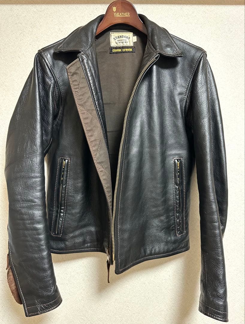 STANDARD MOTORCYCLE LEATHERS 38 茶芯ブラック