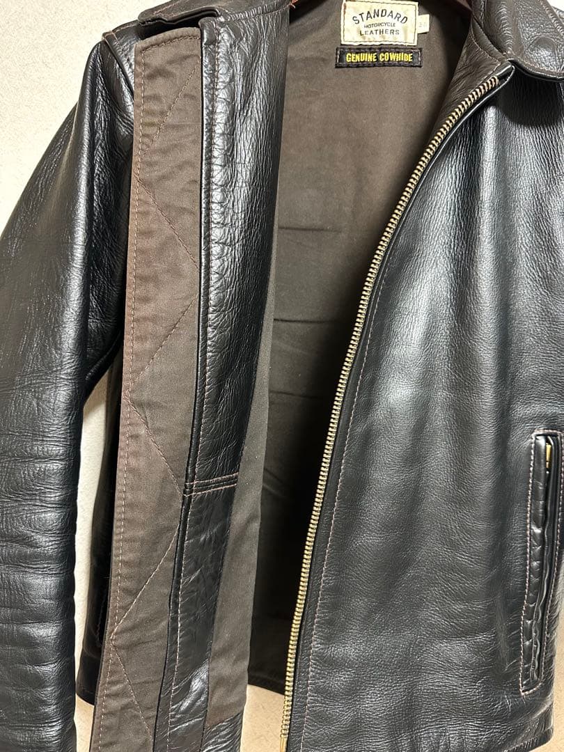 STANDARD MOTORCYCLE LEATHERS 38 茶芯ブラック