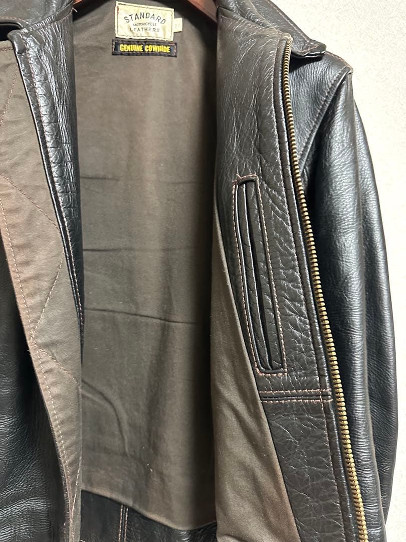 STANDARD MOTORCYCLE LEATHERS 38 茶芯ブラック